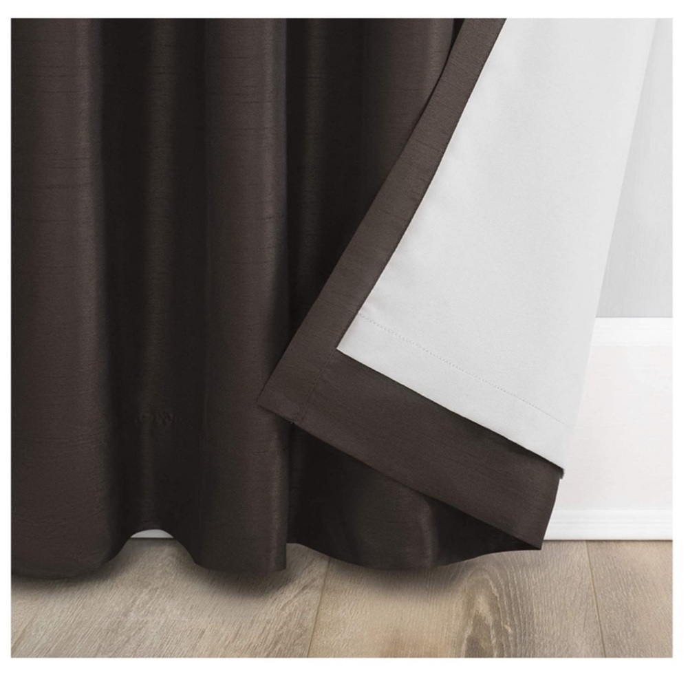 Sun Zero Faux Dupioni Silk Thermal Blackout Back Tab Curtain  50" x 63"  Brown - Picture 4 of 16